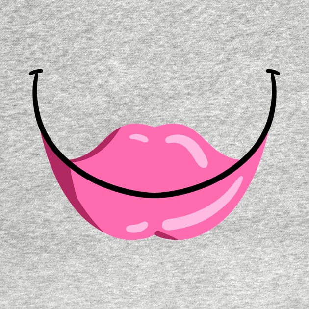 Big Pink Lips Smile - Face Mask by PorinArt